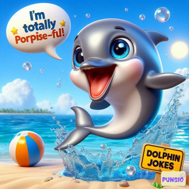 Cheerful dolphin splashing in water, speaking with joy.
